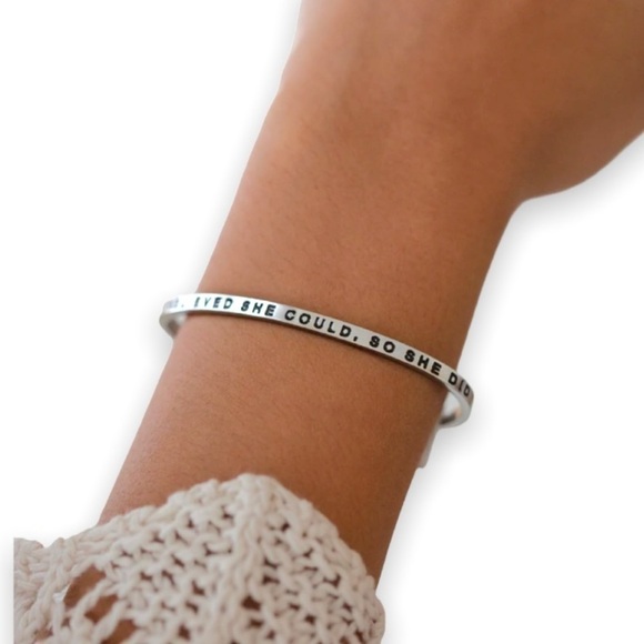 NWT MantraBand Silver She Believed She Could Cuff Bracelet OS - Picture 2 of 10